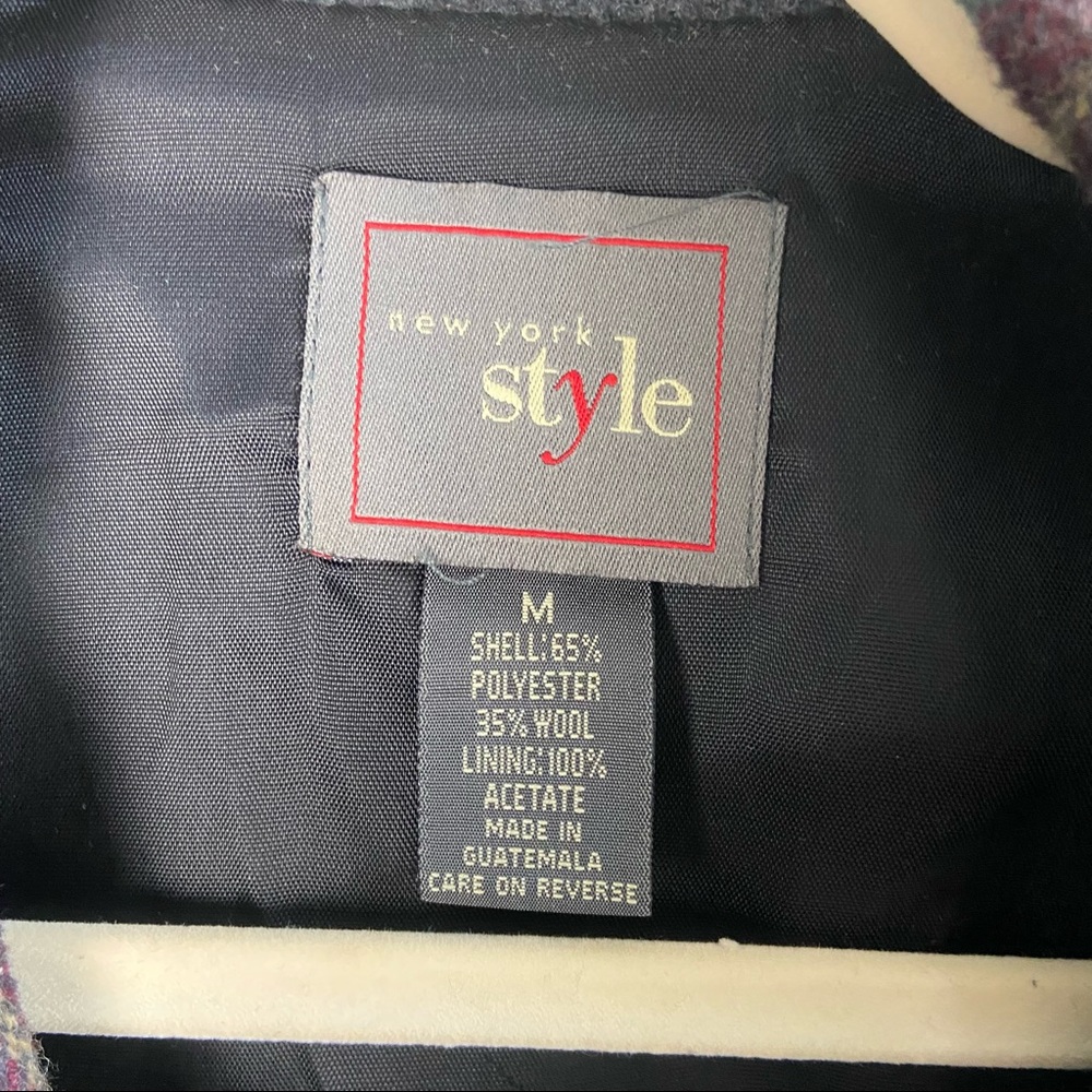 New York Style Plaid Motto Style Cropped Jacket - Picture 3 of 5